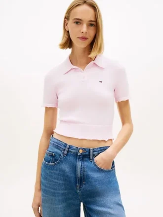 Polo de punto con ribete ondulado de Tommy Jeans