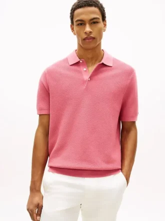 Polo de punto con textura de gofre y manga corta