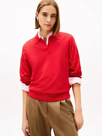 Polo de punto de mezcla de lana y seda