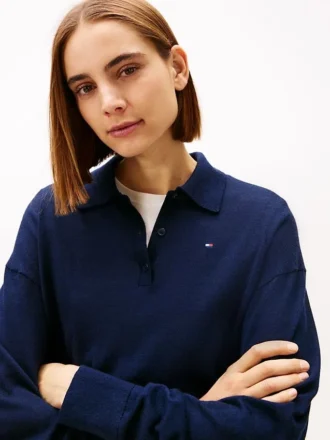 Polo de punto de mezcla de lana y seda