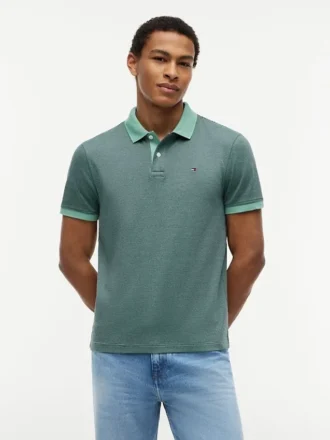 Polo de punto entrelazado a rayas de corte regular