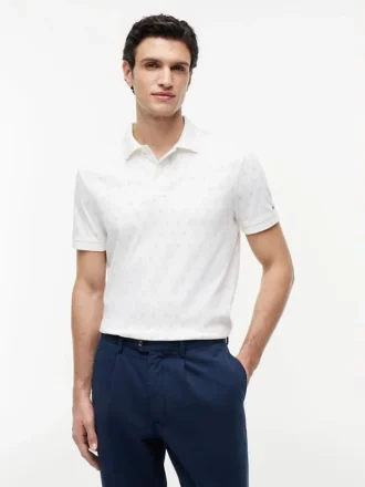Polo de punto entrelazado con estampado de bandera