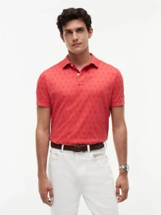 Polo de punto entrelazado con estampado de bandera