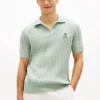 Polo de punto trenzado de manga corta