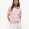 Polo de punto trenzado de manga corta Polo de punto trenzado de manga corta