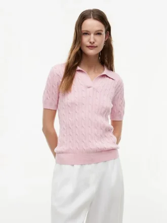 Polo de punto trenzado de manga corta