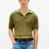 Polo de punto trenzado de manga corta