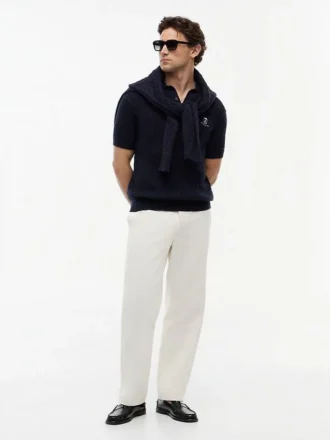 Polo de punto trenzado de manga corta
