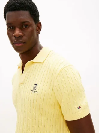 Polo de punto trenzado de manga corta