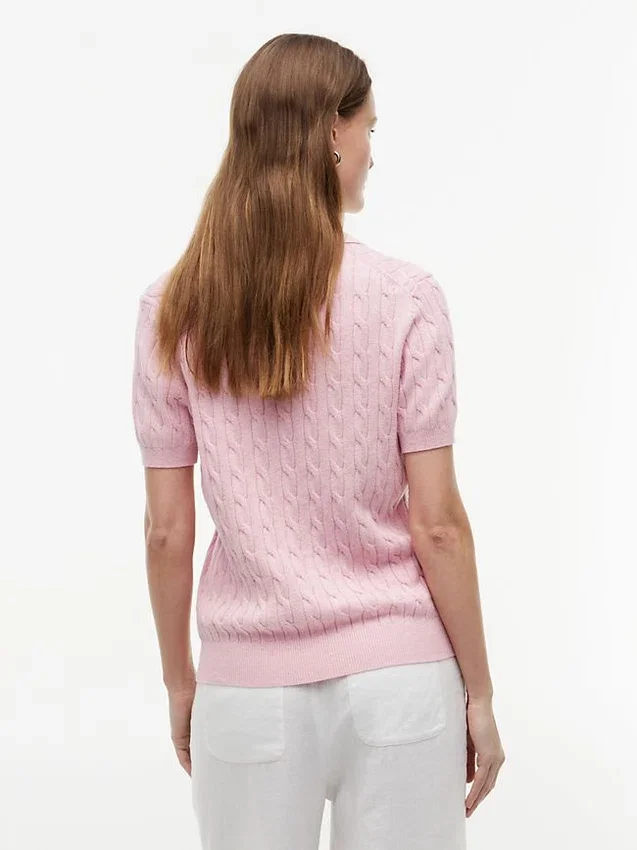 Polo de punto trenzado de manga corta Polo de punto trenzado de manga corta