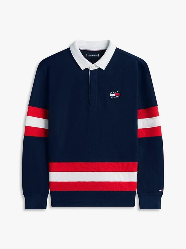 Polo de rugby con rayas y logotipo para niño Polo de rugby con rayas y logotipo para niño