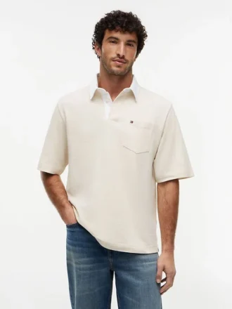 Polo de rugby de jersey de crepé de corte oversize
