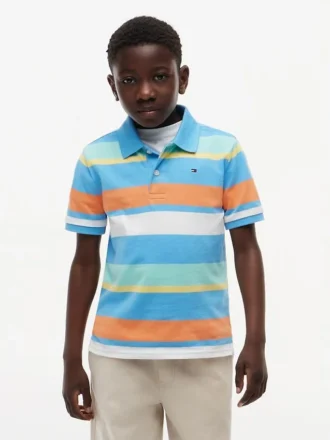 Polo elástico a rayas multicolor para niño