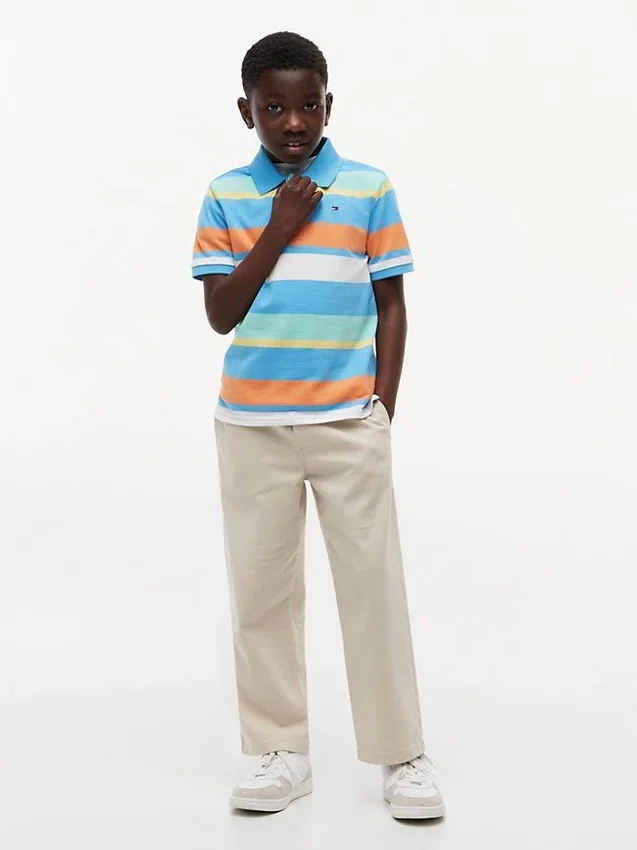 Polo elástico a rayas multicolor para niño Polo elástico a rayas multicolor para niño