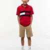 Polo elástico con bandera y bloques de color para niño Polo elástico con bandera y bloques de color para niño