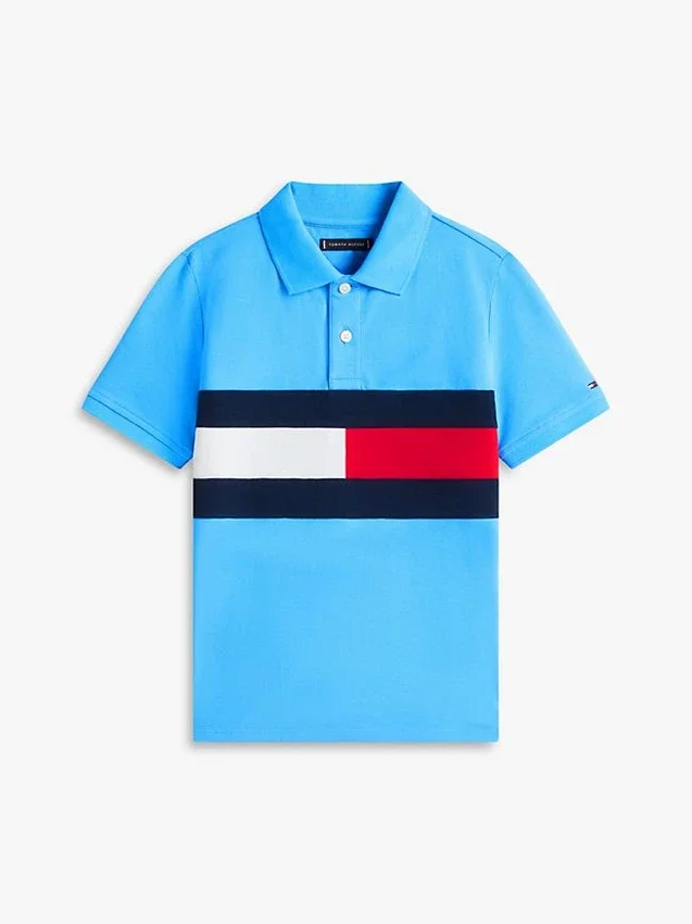 Polo elástico con bandera y bloques de color para niño Polo elástico con bandera y bloques de color para niño