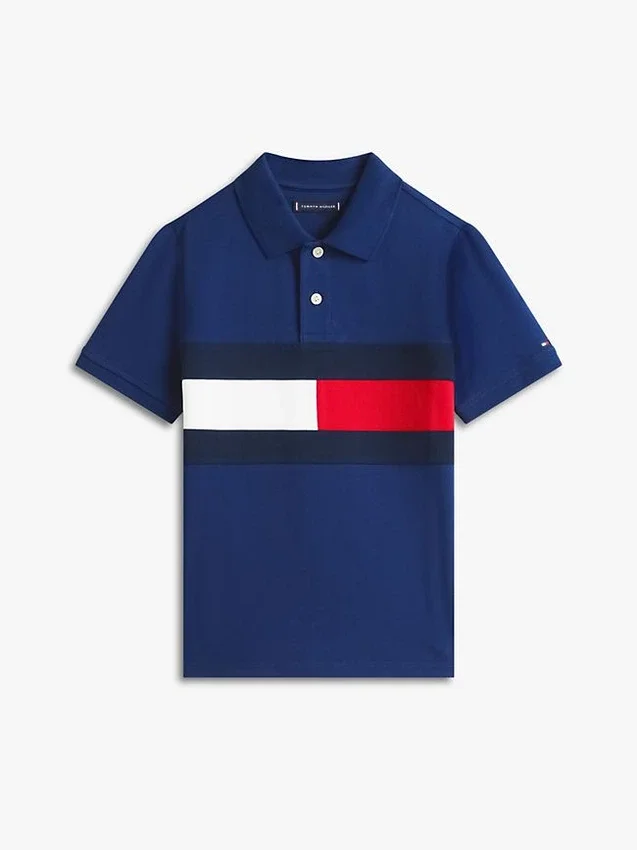 Polo elástico con bandera y bloques de color para niño Polo elástico con bandera y bloques de color para niño