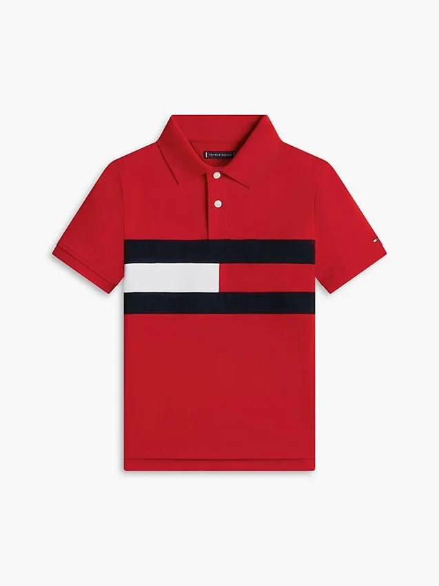 Polo elástico con bandera y bloques de color para niño Polo elástico con bandera y bloques de color para niño