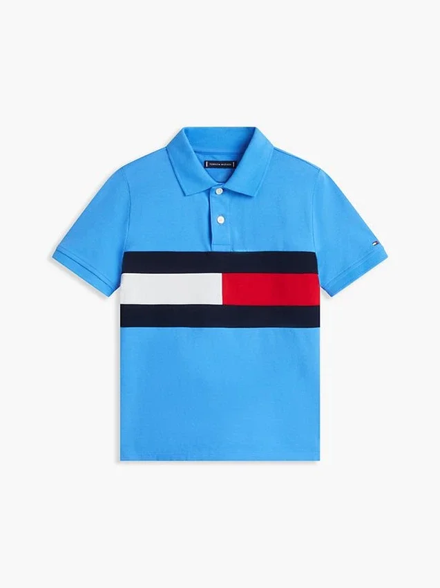 Polo elástico con bandera y bloques de color para niño Polo elástico con bandera y bloques de color para niño