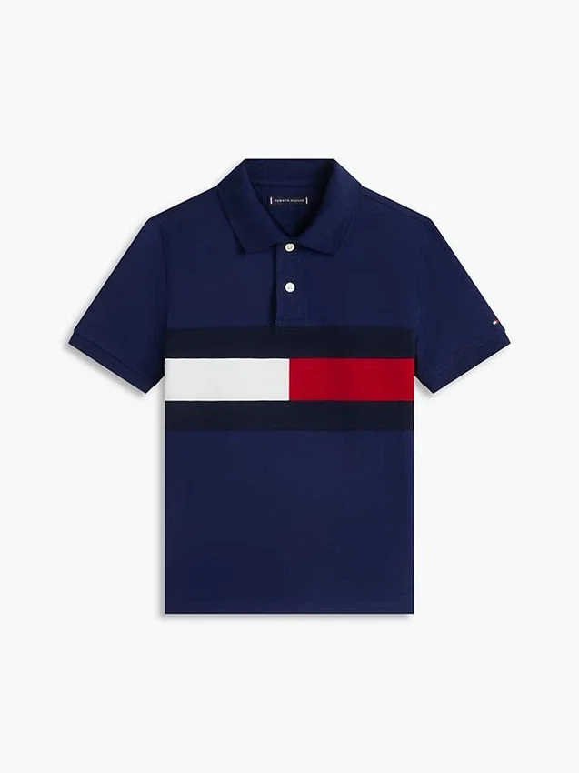 Polo elástico con bandera y bloques de color para niño Polo elástico con bandera y bloques de color para niño