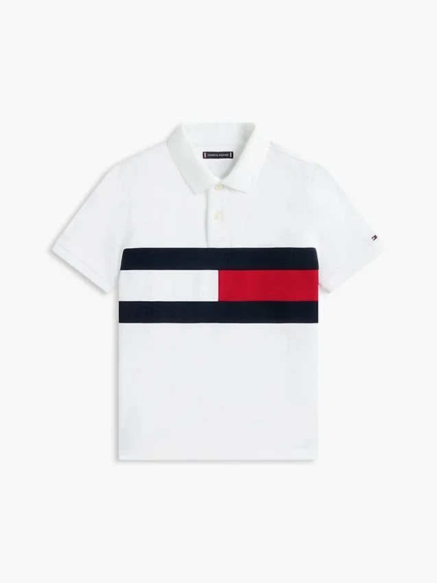 Polo elástico con bandera y bloques de color para niño Polo elástico con bandera y bloques de color para niño