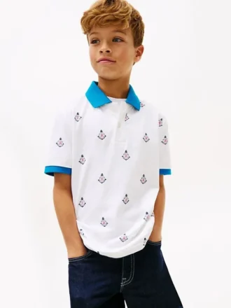 Polo elástico con estampado náutico para niño