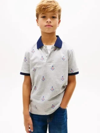 Polo elástico con estampado náutico para niño