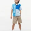 Polo elástico con logo y bloques de color para niño Polo elástico con logo y bloques de color para niño