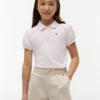 Polo elástico con mangas abullonadas para niña Polo elástico con mangas abullonadas para niña