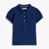 Polo elástico con mangas abullonadas para niña Polo elástico con mangas abullonadas para niña