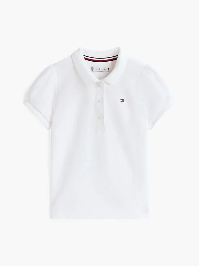 Polo elástico con mangas abullonadas para niña Polo elástico con mangas abullonadas para niña
