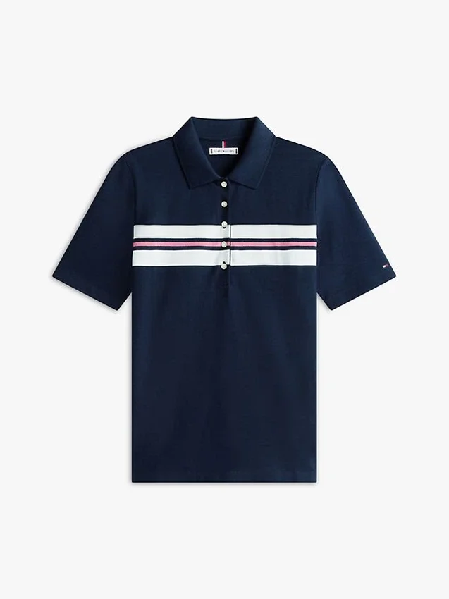 Polo elástico de rayas anchas de corte regular Polo elástico de rayas anchas de corte regular