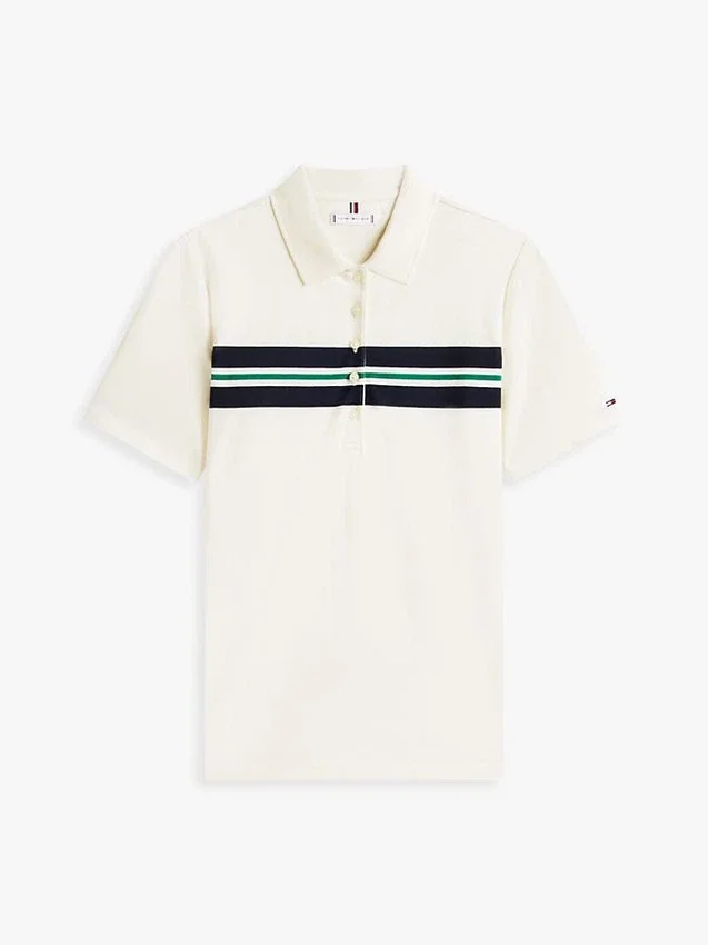 Polo elástico de rayas anchas de corte regular Polo elástico de rayas anchas de corte regular