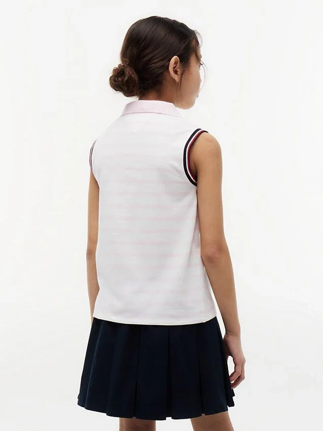 Polo elástico sin mangas a rayas para niños Polo elástico sin mangas a rayas para niños