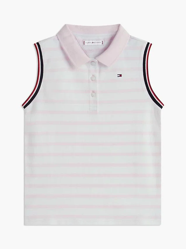 Polo elástico sin mangas a rayas para niños Polo elástico sin mangas a rayas para niños