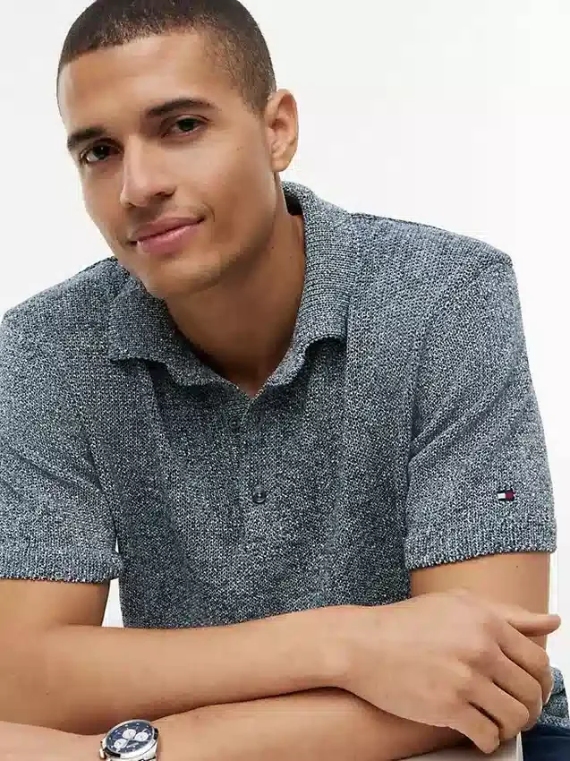 Polo holgado jaspeado de New York Label Polo holgado jaspeado de New York Label