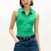 Polo sin mangas de corte entallado con monograma Polo sin mangas de corte entallado con monograma
