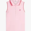 Polo sin mangas de corte entallado con monograma Polo sin mangas de corte entallado con monograma