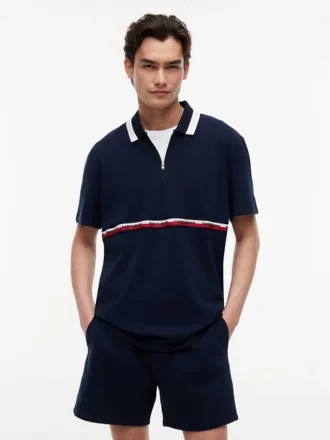 Polo Tommy Jeans Relaxed con cremallera de un cuarto