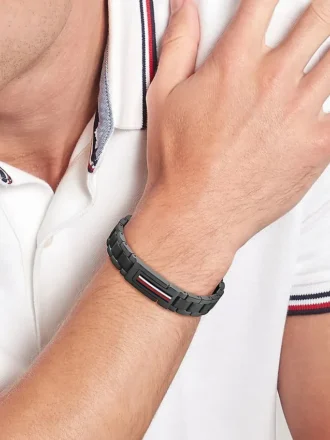 Pulsera de acero inoxidable con rayas de bandera