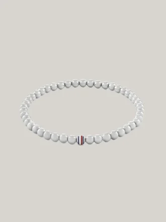 Pulsera de cuentas metálicas a rayas