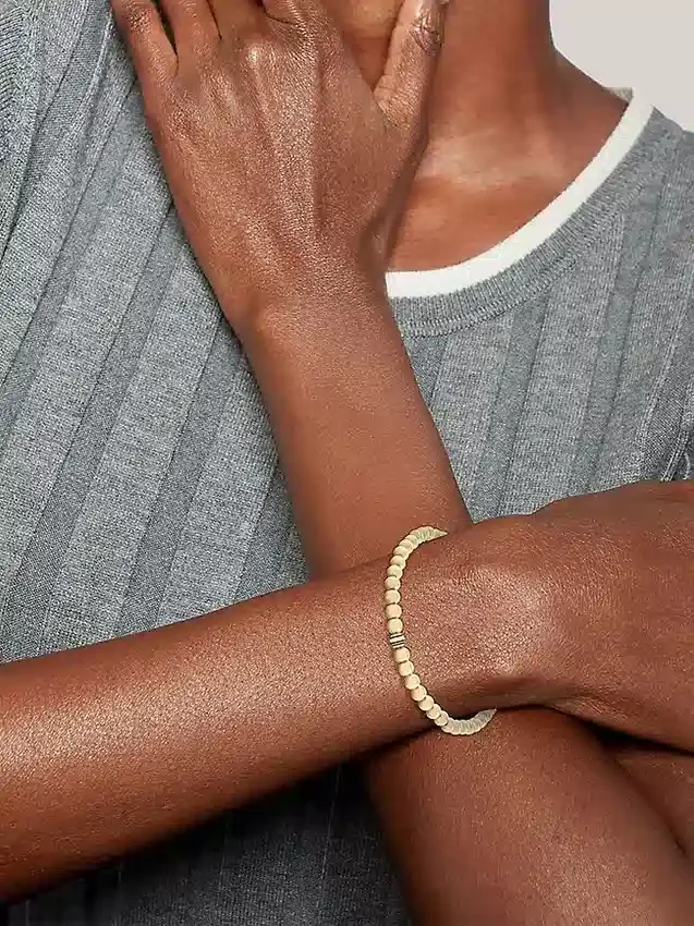 Pulsera de cuentas metálicas a rayas Pulsera de cuentas metálicas a rayas