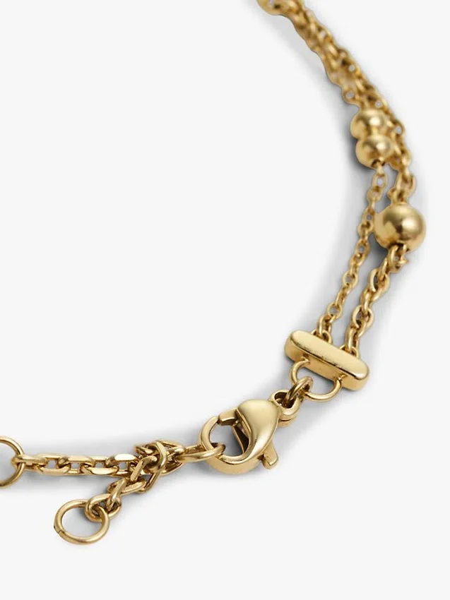 Pulsera de doble vuelta con charm de corazón Pulsera de doble vuelta con charm de corazón