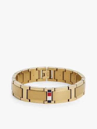 Pulsera de eslabones planos con detalles a rayas