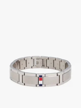 Pulsera de eslabones planos con detalles a rayas Pulsera de eslabones planos con detalles a rayas
