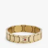 Pulsera de eslabones planos con detalles a rayas Pulsera de eslabones planos con detalles a rayas