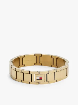 Pulsera de eslabones planos con detalles a rayas