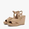 Sandalias de cuña de ante con tiras cruzadas Sandalias de cuña de ante con tiras cruzadas