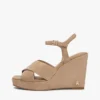 Sandalias de cuña de ante con tiras cruzadas Sandalias de cuña de ante con tiras cruzadas