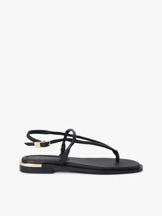 Sandalias de piel con detalles metalizados